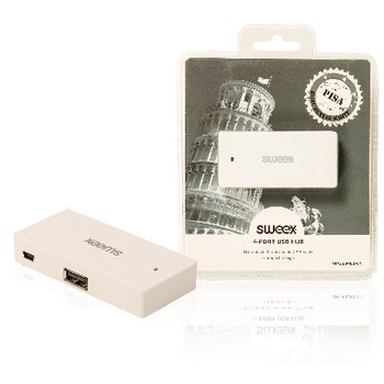 4 Ports USB-Hub USB 2.0 Weiß