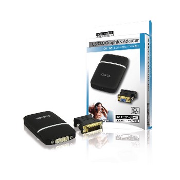Konverter USB A Stecker - DVI-D 24+1p Buchse / D-Sub Buchse 15-polig Schwarz