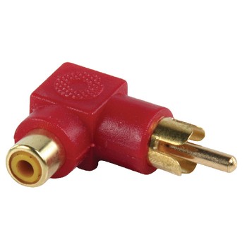 Stereo-Audio-Adapter 90Grad abgewinkelt Cinch Stecker - Cinch Buchse Rot
