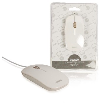 Maus mit Kabel Desktop 3 Tasten Weiß