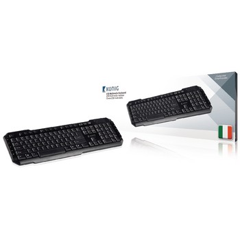 Tastatur mit Kabel Multimedia USB Italian Schwarz