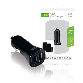 Auto-Ladegerät 2-Ausgänge 2.4 A USB Schwarz