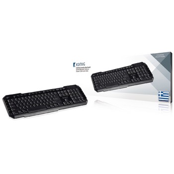 Tastatur mit Kabel Multimedia USB Greek Schwarz
