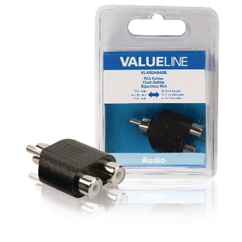 Mono-Audio-Adapter Cinch Stecker - 2x Cinch-Kupplung Schwarz