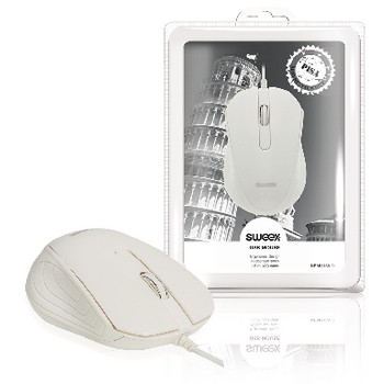 Maus mit Kabel Desktop 3 Tasten Weiß