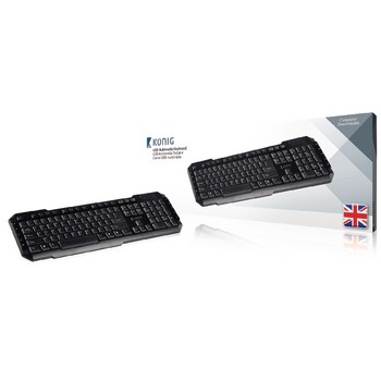 Tastatur mit Kabel Multimedia USB UK Schwarz