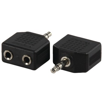 Stereo-Audio-Adapter 3.5 mm Stecker - 2x 3.5 mm Kupplung Schwarz