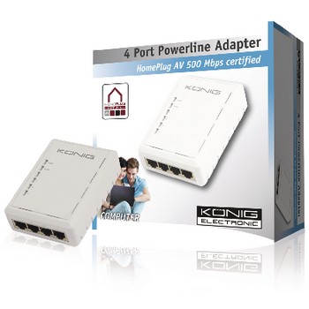 4 Ports Powerline Adapter 500 Mbps Switch