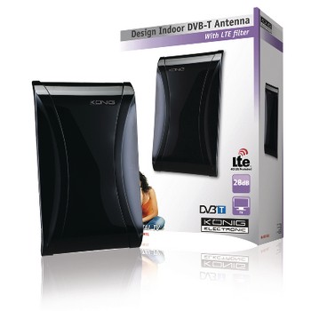Amplified Innen DVB-T/T2 - DAB+ Zimmerantenne mit Verstärker 28 dB FM / VHF / UHF