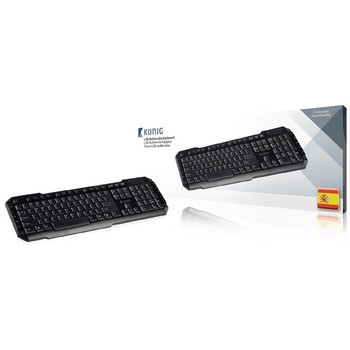 Tastatur mit Kabel Multimedia USB Spanish Schwarz