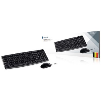 Kabelgebundene Maus und Tastatur Standard USB Belgian Schwarz
