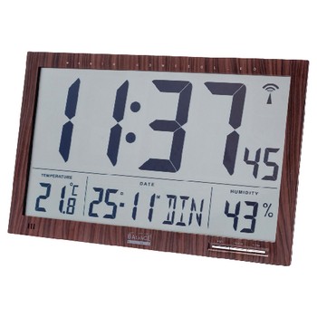 Funkgesteuerte Wanduhr LCD Display Braun