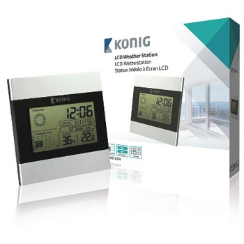 Wetterstation / LCD-Uhr Innen Grau / Schwarz