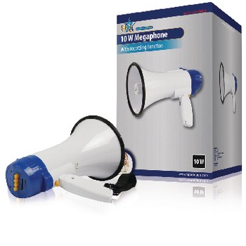 Megafon 10 W Integriertes Mikrofon Weiß / Blau