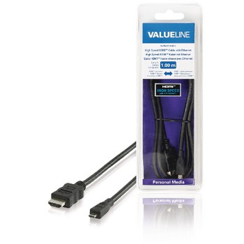 High‐Speed‐HDMI-Kabel mit Ethernet HDMI Stecker - HDMI Micro Stecker 2.00 m Schwarz