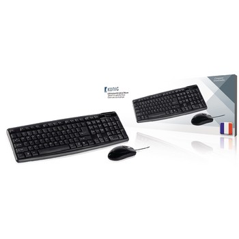 Kabelgebundene Maus und Tastatur Standard USB French Schwarz
