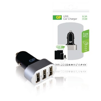 Auto-Ladegerät 3-Ausgänge 6.3 A USB Schwarz