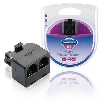 Telefonadapter RJ11 (6P4C) Stecker - 2x RJ11 (4/6) Kupplung Schwarz