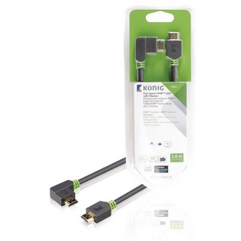 High‐Speed‐HDMI-Kabel mit Ethernet HDMI Stecker - HDMI Stecker Links Abgewinkelt 2.00 m Anthrazit